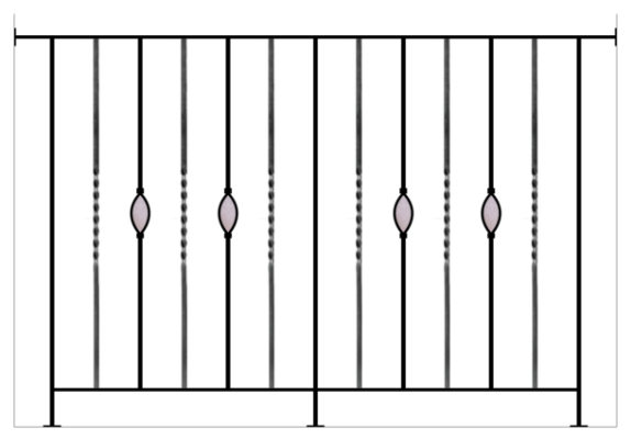 吹き抜け用アイアン手すり（手摺）－ステンドグラスデザイン リーフ ネジリ