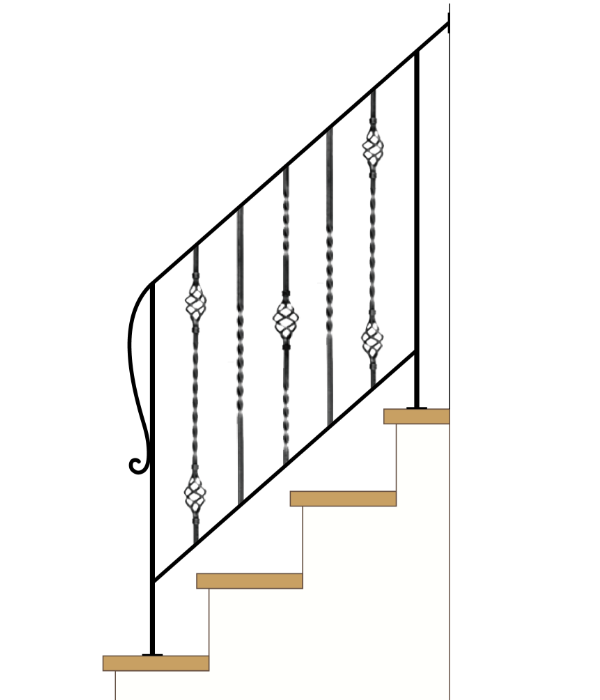 階段用アイアン手すり（手摺）－装飾デザイン バスケットダブルタイプ