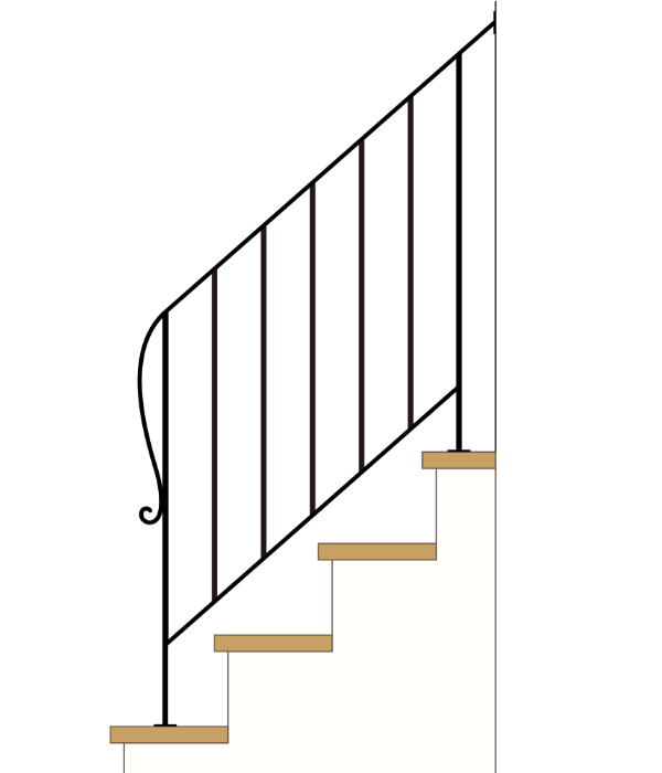 階段用アイアン手すり（手摺）－装飾デザイン シンプルタイプ