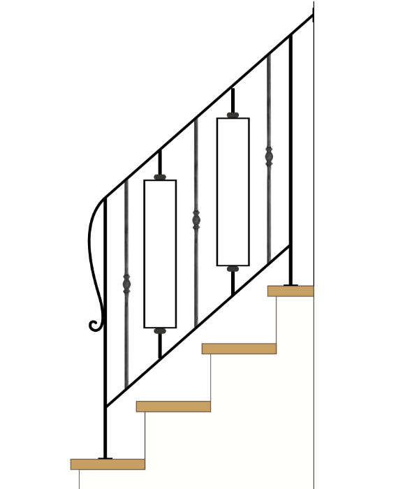 階段用アイアン手すり（手摺）－装飾デザイン スクエアタイプ