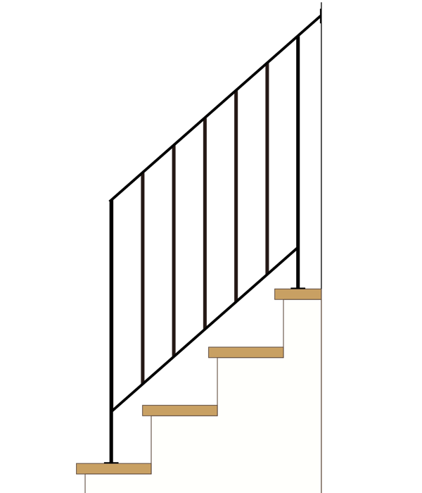 階段用アイアン手すり（手摺）－フラットバー シンプル