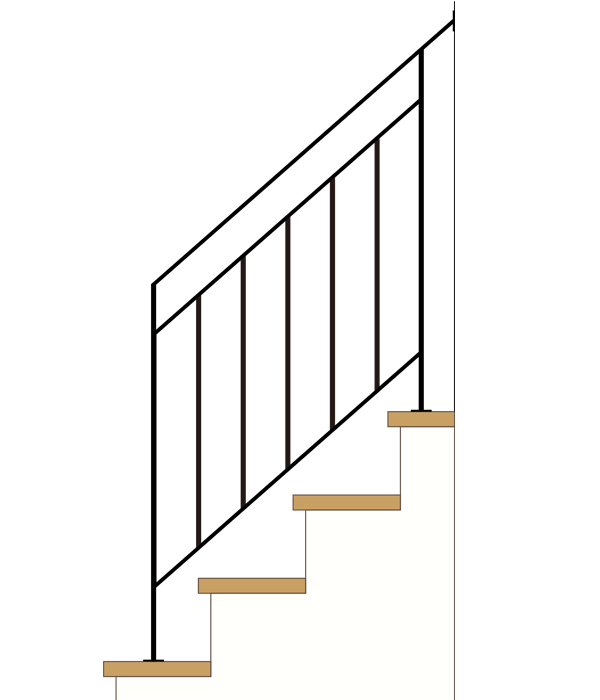 階段用アイアン手すり（手摺）－フラットバー シンプル 横桟タイプ
