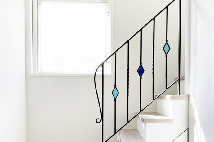 階段用アイアン手すり（手摺）－ステンドグラスデザイン